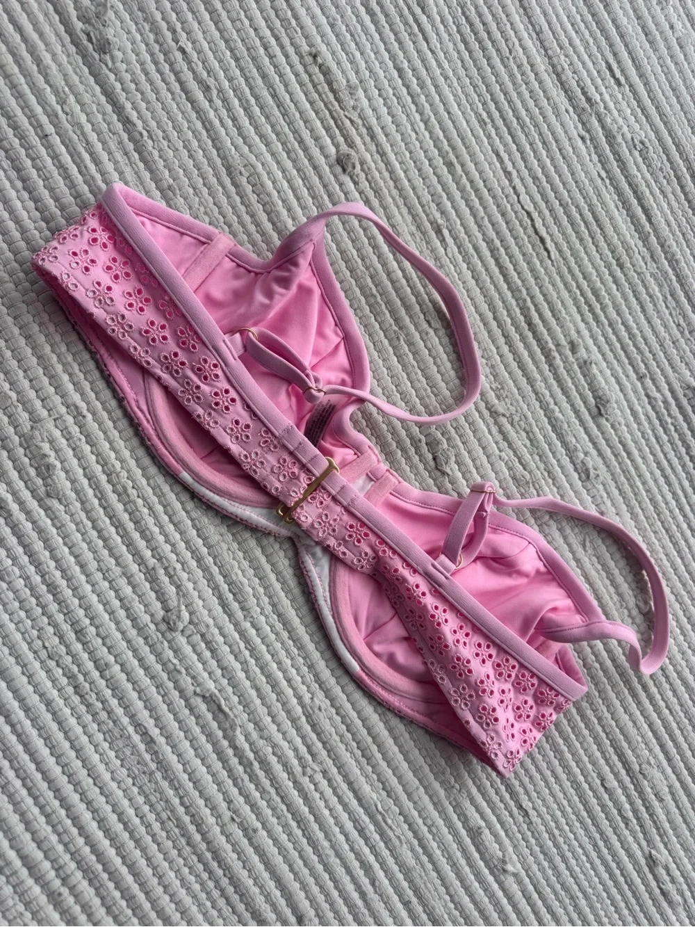 PINK x Frankies Bikinis Eyelet Balconette Bikini Set NWT XL